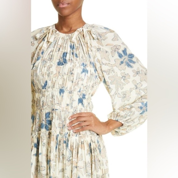 ULLA JOHNSON Sefia tiered printed silk-crepe mini dress NWT - Picture 7 of 7